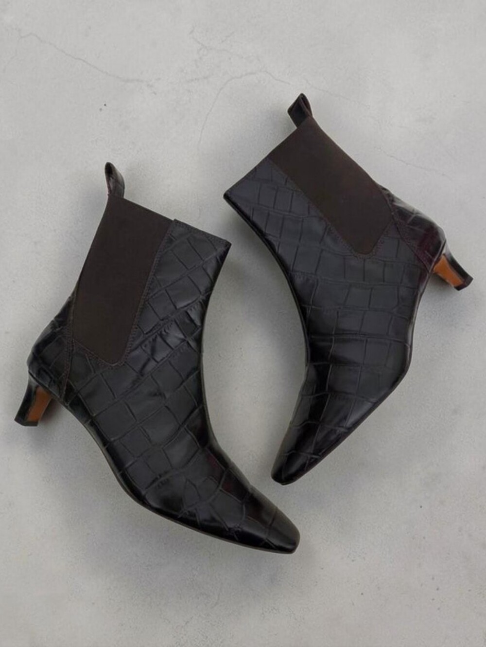Madewell Chelsea Expresso  Croc-Embossed Leather Kitten Heel Boots - Sz 8 ~ NWT
